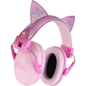 MERIGLARE Noise Reduction Earmuff for Kids Soundproof Ear Muffs Cushioned Portable Adjustable Ear Protector Earmuffs for Sleep Airplane (Pink)