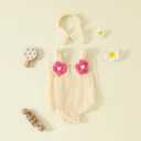 Baby Girl Bubble Romper with Butterfly Bow Back Newborn One-Piece Summer Outfit Cute Sleeveless Jumpsuit for Infants (M)