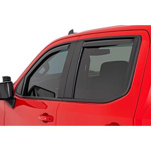 Rough Country in-Channel Window Rain Guards for Chevy Silverado & GMC Sierra 1500/2500HD/3500HD Crew Cab (2019-2025) - Low Profile Window Visors, 4-Pc Rain Guard for Trucks