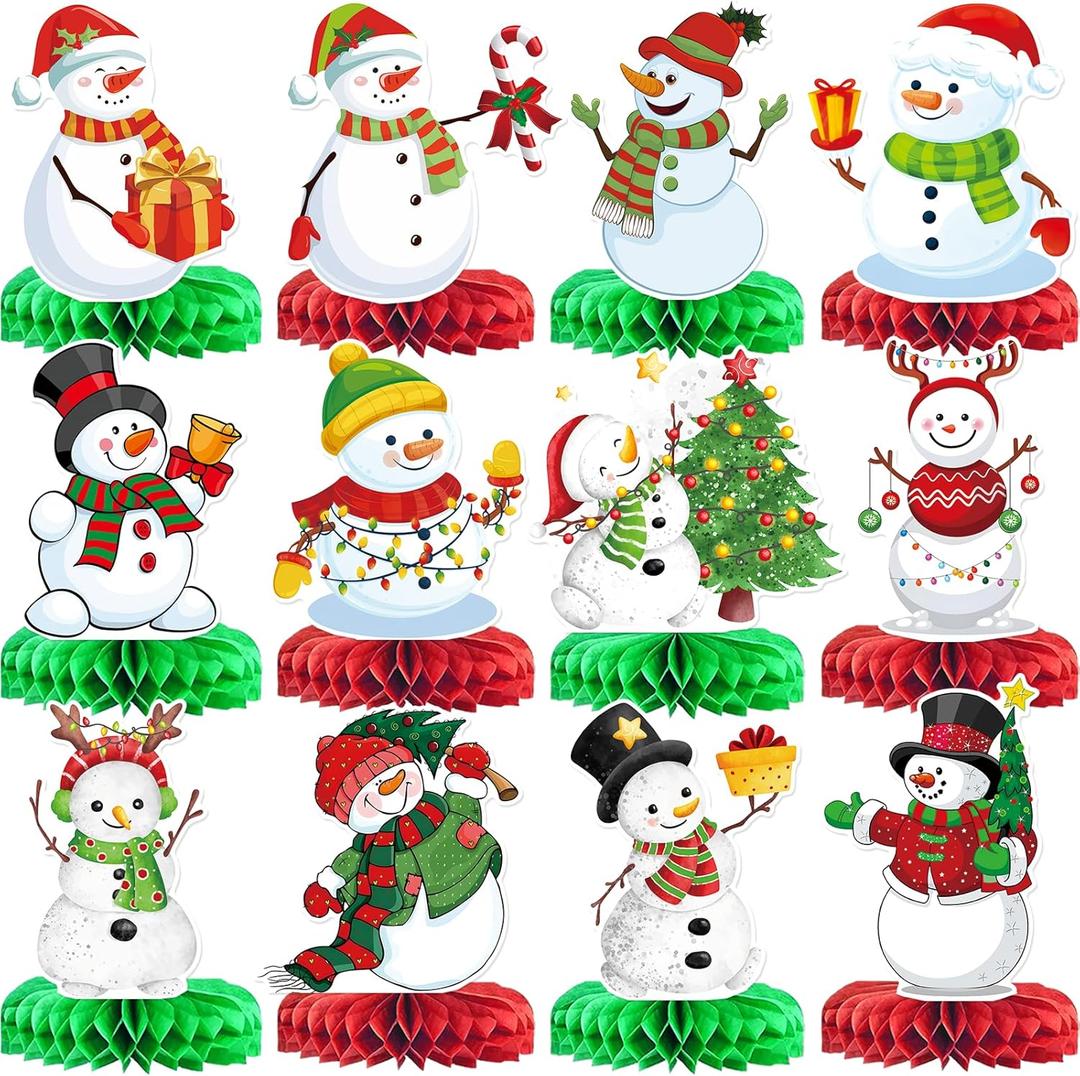 3 x Snowman Christmas Decorations Snowman Decorations for Christmas Party Decorations Christmas Honeycomb Centerpieces for Christmas Party Table Decorations Holiday Party Decorations