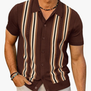 PJ PAUL JONES Mens Polo Shirts Vintage Striped Button Down Knitted Golf Shirts M