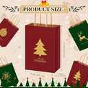 Tenceur 48 Pcs Kraft Christmas Gift Bags with Handle Red and Green Xmas Paper Treat Candy Goodie Bags with Snowflake Elk Xmas Tree Patterns for Christmas Party Supplies Favors Gift Wrapping