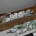 7.5 ft Flocked Pencil Christmas Tree with Lights Artificial Slim Tall Skinny Christmas Tree Snow Flocked Pine for Home Office Holiday Xmas Decoration