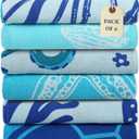 LANE LINEN 6 Pack Oversized Pre-Washed Lightweight Quick Dry Coral Beach Towels - 39"x71"