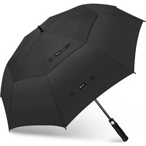 Golf Umbrella Large 51/56/62/68 In, Big Golf Umbrellas Windproof for Rain Heavy Duty Double Canopy, Suitable for Push Cart (Black)