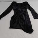 Wenrine Women's V Neck Party Dress Side Slit Long Sleeve High Waisted Bodycon Velvet Midi Cocktail Dresses