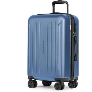 KYME Suitcase Hardshell With Double Spinner Wheels, PC+ABS TSA Lock Travel Luggage (Royal Blue, 24" Checked)