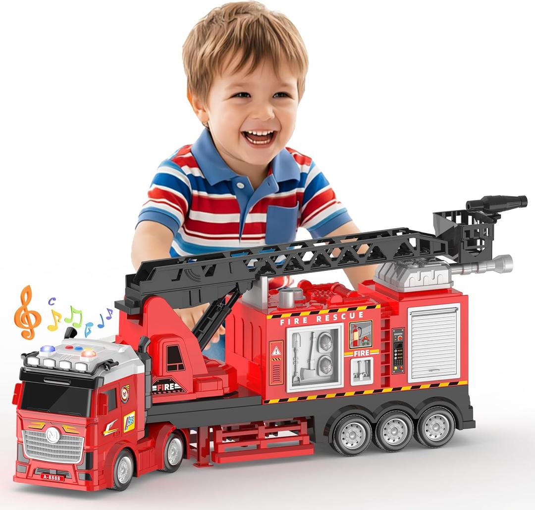 5in1 Large Fire Truck Toy Firetruck, Water Firetruck Toys 3-5 Years Old