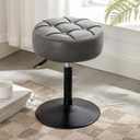 LUE BONA Height Adjustable Vanity Stool 15.8"-20.7", 360° Swivel Gray Faux Leather Chair, 300lb Capacity for Makeup Room, Bathroom