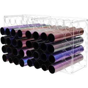 Volepet Acrylic Vinyl Roll Storage Rack, 50-Holes, 2-Pack 25Holes Each, Modern, Wall Mount, Home Office, 6 x 24 x 12.2 inches