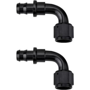 EVIL ENERGY 6AN 90 Degree Push Lock Hose Fitting End Black 2PCS