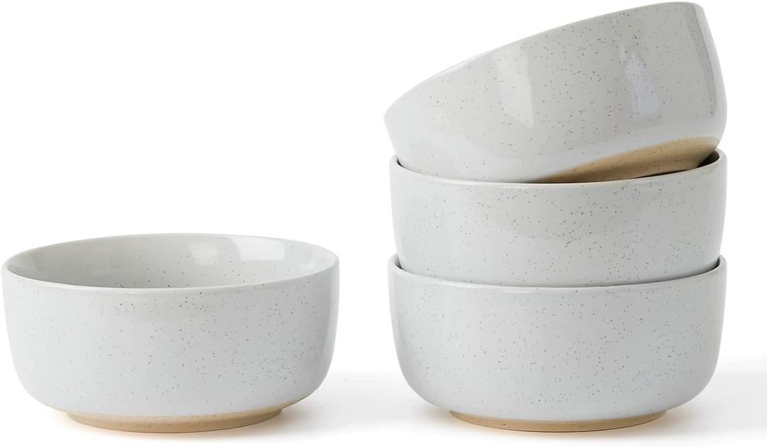 famiware Milkyway Cereal Bowl, Soup Bowls for 4, 25 Ounce Bowls Set for Kitchen, Bowl Set for Cereal Soup Rice Pasta Salad Oatmeal, Light Gray