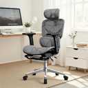 Mesh Office Chair,Ergonomic Computer Chair,Adjustable Lumbar High Back Desk Chair 400lbs,4D Adjustable Armrests & Removable Headrest,Breathable Mesh Chair for Adults,Home Gaming & Workplace(Gray)