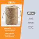 5 PCS Twine String Bulk - 3000 Feet Long Garden Twine, 2mm Thin Natural Jute Twine for Crafts, Garden Rope, Christmas Accessories Bulk, 600 Feet Each Roll (Brown)