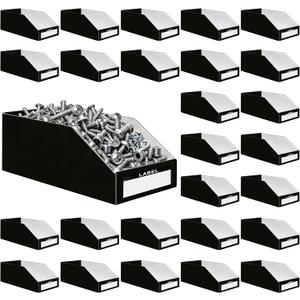 35 Pack Heavy-Duty Cardboard Storage Bins with Label, 12x6x4.5 inch Parts Bins-Reinforced Multi Layer Construction, Laminated Wipeable Exterior, Quick Assembly for Home, Garage, Warehouse Organization