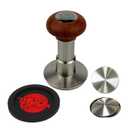 The Force Tamper Automatic Impact Adjustable Constant Pressure and Autoleveling Coffee Tamper Reddish Brown Jellyfish Wooden Handle Set Pro (Ripple-Distribute Set, 58.50mm)
