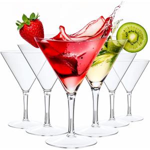 Liacere Martini Glasses Set of 6-11 oz Clear Plastic Martini Cocktail Glasses with Stem-Reusable Cocktail Glasses for Bar,Margarita,Whiskey,Gin,BPA-Free, Dishwasher-Safe-Clear-Mother's Day