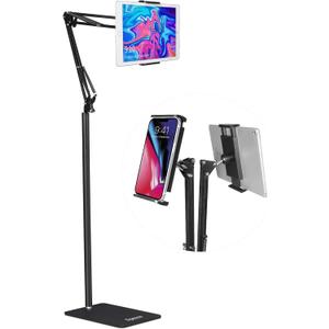 Adjustable Tablet Floor Stand Universal 360-degree Rotatable Metal Tablet Holder Phone Stand for iPad/iPhoneX/iPad Pro 4.5-12.9" Inch-Screen, Phone, Kindle(Black)