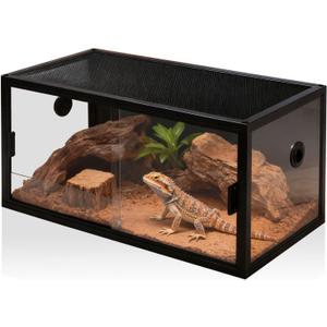 48-Gallon Acrylic Reptile Terrarium 36”x18”x18” – Durable Reptile Tank with Heat-Resistant Aluminum Frame, Smooth Dual Swinging Doors (No Sand/Debris Clogging) – Ideal for Lizards, Snakes & Geckos.