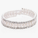 Xerling Dainty Crystal Multi Row Bracelets Faux Pearl Bracelets for Women Rhinestones Hand Chain Jewelry Wrist Bangle Bracelets Elastic Silver Bracelets (Type A)