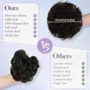 RUWISS Large Messy Bun Hair Piece with Claw Clip Human Hair Bun Wavy Curly Chignon Hair Bun Extensions Tousled Updo Hair Pieces for Women Claw Clip Ponytail Hair Scrunchies for Women, Brown Black