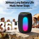 Bluetooth Speaker, Portable Wireless Speaker with Powerful Stereo Sound/8 Modes LED Lights, 36H Playtime, TWS Surround Pairing, IPX5 Waterproof, BT5.3, for Outdoor/Home/Travel/Camping, Ideal Gifts