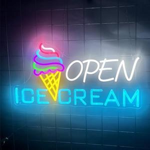 Ice Cream Sign Ice cream shop signs Bar sign light Open Decor neon signs light up Shop (22.4x11'', Ice Cream Open)