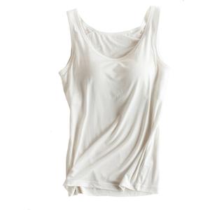 Womens Modal Built-in Bra Padded Camisole Yoga Tanks Tops (0-2, Tk-white)