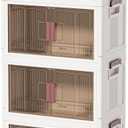 60GAL/240QT 4 Tier Large Stackable Storage Bins with Lids and Wheels, Collapsible Storage Bins Plastic with Doors, Suitable for Clothes, Closet, Home and Office (60QT)