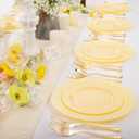 FLOWERCAT 60PCS Yellow Plates - Heavy Duty Yellow Plastic Plates Disposable 10.25inch & 7.5inch for Birthday Party/Wedding/Spring - Serve for 30 guests