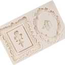 Baroque Photo Frame Fondant Moulds Picture Frame Silicone Mould Vintage Frame Moulds for Cake Decorating Cupcake Topper Polymer Clay Gum Paste