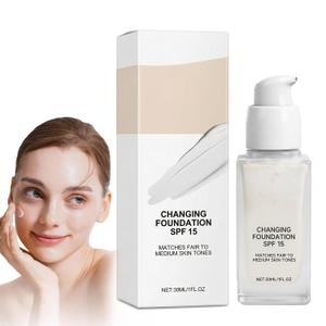 Color Changing Foundation for Mature Skin, 2026 New 2-In-1 Hydrating Lightweight Liquid Foundations, Natural Glace for All Skin Tones