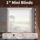 1" Cordless Mini Blinds 20" W x 72" H, White Vinyl Blinds, Horizontal Light Filtering, Window Blinds for Indoor Windows, Office, Kitchen, Bathroom and Living Room.