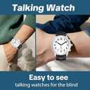 English Talking Men's Watch for Elderly, Low Vision or Visually Impaired, Loud Sound, Large Numbers, Bold Hands, Stainless Steel Expandable Strap