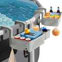 Poolside Storage Basket 2 Pack - Above Ground Pool Accessories, Swimming Pool Storage Baskets with Cup Holders,Fits 3 or Smaller Top Rails,Versatile Organizer for Pool Toys,Towels,Beverages (Gray)