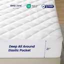 SLEEP ZONE Twin Mattress Protector, Quilted Fitted Mattress Pad, Deep Pocket Mattress Cover Stretches up to 21 inches, Fluffy Pillow Mattress Topper (White, 39x75)