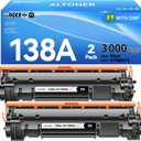 138A Toner Cartridge 2-Pack W1380A Black (with Latest Chip)  High-Capacity Replacement Compatible for HP Laser Jet Pro 3001dw 3001fdw MFP 3101fdw 3101sdw 3,000 Page Yield | 138A Monochrome