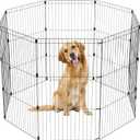 IRIS USA 42" 8-Panel Metal Pet Dog Puppy Playpen, Indoor/Outdoor Dog Fence, 58 x 58 x 42, Foldable, Customizable, Black