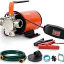 12V Water Transfer Pump, 330 GPH Portable DC Utility Pump with 6ft Suction Hose, Self-Priming Battery Powered Pump for Garden, Rain Barrel, RV Tank, Boat & Emergency Draining
