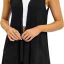 Veryoung Women's Lightweight Cardigan Casual Soft Long Sleeve Floral Knit Cardigans with Pockets High Low Hem Draped Duster (Black, XXXL)
