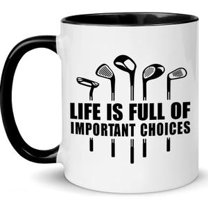 Funny Golf Gifts for Men Golfers, Golf Mugs for Men Funny Life is Full of Important Choices Design, Golfing Mug Black Handle, Coffee Mugs Golfs for Office, Christmas Gift, Fathers Day Golfs Cup