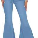 Bell Bottom Jeans for Women Skinny Flared Jeans Elastic High Waisted Vintage 70s Classic Stretchy Wide Leg Denim Pants (X-Large, 33blue)