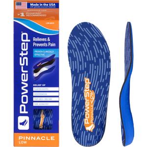 Powerstep Mens Pinnacle Low Insole, Blue/Orange Men S 12-13 US