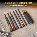 Klein Tools 32950 Ratcheting Impact Rated Hollow Power Nut Driver Set with Handle, Magnetic, Color Coded, 6 SAE Hex Sizes and Handle Included