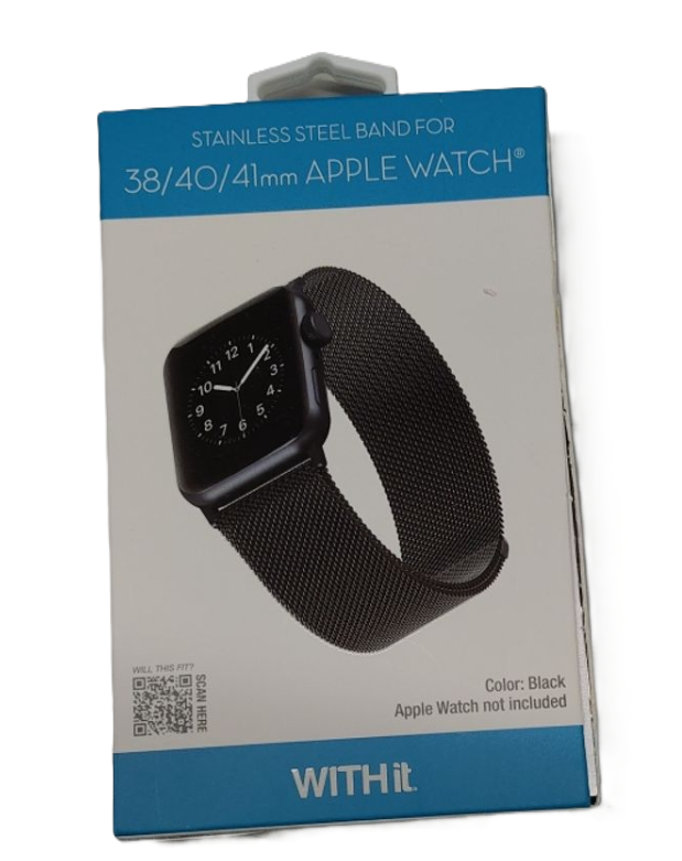 WITH it STAINLESS STEEL BAND FOR 38/40/41mm APPLE WATCH® 12 1 3 10 9 8  Color: Black Apple Watch  WITH it