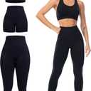 3 Piece Workout Sets for Women Butt Lifting Leggings with High Impact Sports Bra Gym Shorts (Black, M)