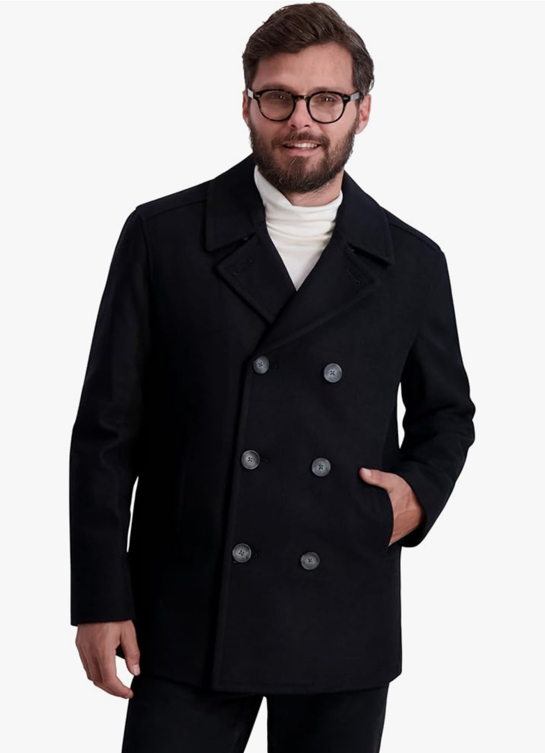 Nautica Men's Classic Double Breasted Peacoat, L