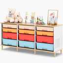 12 Drawers Storage Cabinet with Wooden Top and Plastic Bins, Toy Storage Organizer Toy Shelf Storage Chest Cubby Organizer for Home, Office, Playroom, Classroom & Craft Room Storage (Multicolored)
