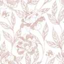 Vinjiasin Wallpaper Peel and Stick Pink Floral Contact Paper Self Adhesive Removable Line Peony Flower Leaf Wall Paper for Bedroom Bathroom Nursery 78.7"x17.3", Pack of 2