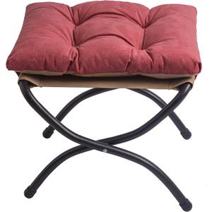 15" Foldable Foot Stool Ottoman with Metal Frame - Washable Red Upholstered Indoor/Outdoor Footrest for Living Room, Bedroom, Patio - Space-Saving Compact Design, Small